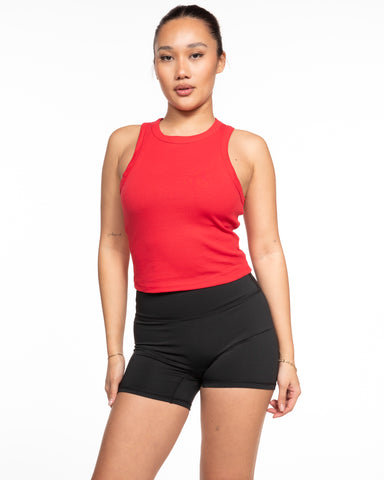 The Micro Rib Racer Crop - Red