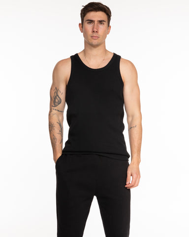The Mens Ribbed Tank - Black