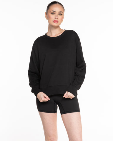 The Womens Sueded Crewneck - Black