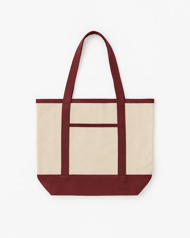 The Contrast Tote Bag - Natural / Maroon