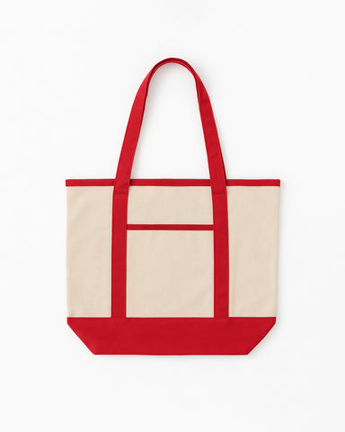 The Contrast Tote Bag - Natural / Red