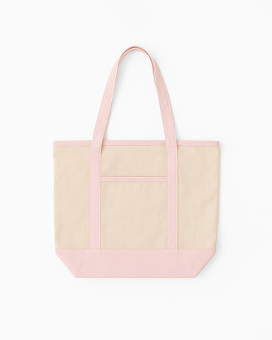 The Contrast Tote Bag - Natural / Light Pink