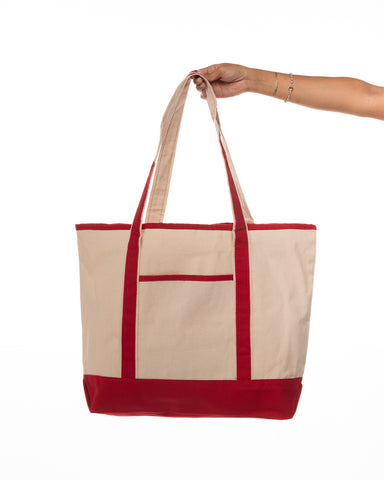 The Contrast Tote Bag - Natural / Red