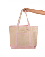 The Contrast Tote Bag - Natural / Light Pink