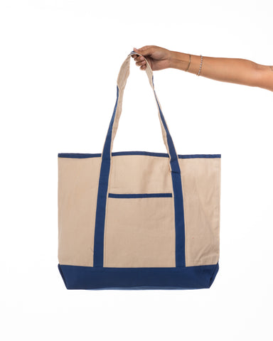 The Contrast Tote Bag - Natural / Royal