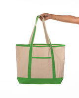 The Contrast Tote Bag - Natural / Lime