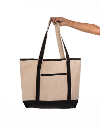 The Contrast Tote Bag - Natural / Black