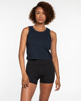 The Ribbed Crop Tank - Navy