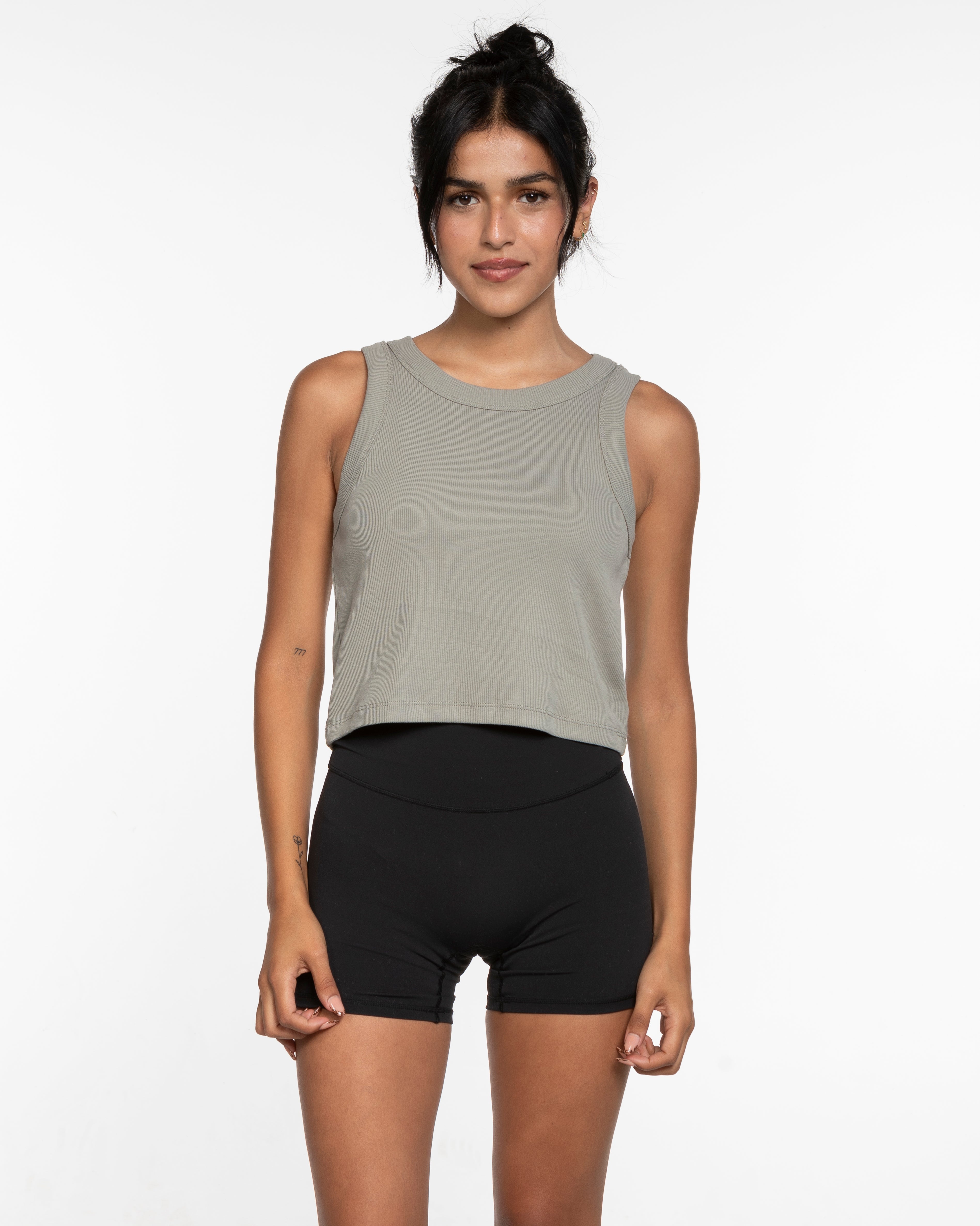 The Ribbed Crop Tank - Eucalyptus