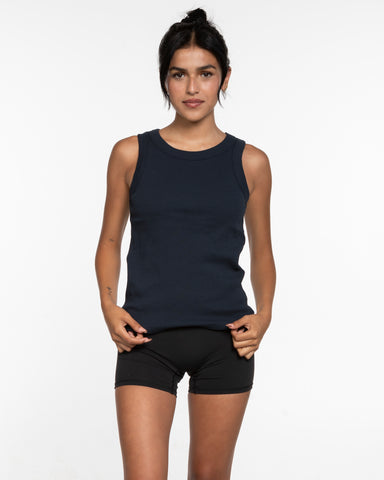 The Ribbed Full Length Tank - Navy