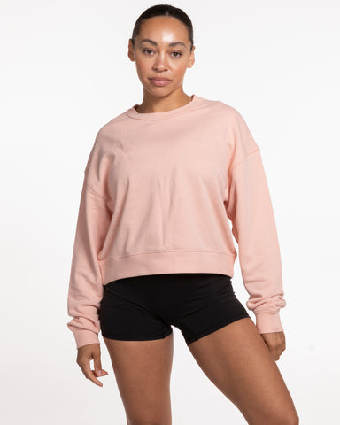 The Crop Terry Crewneck - Pale Pink