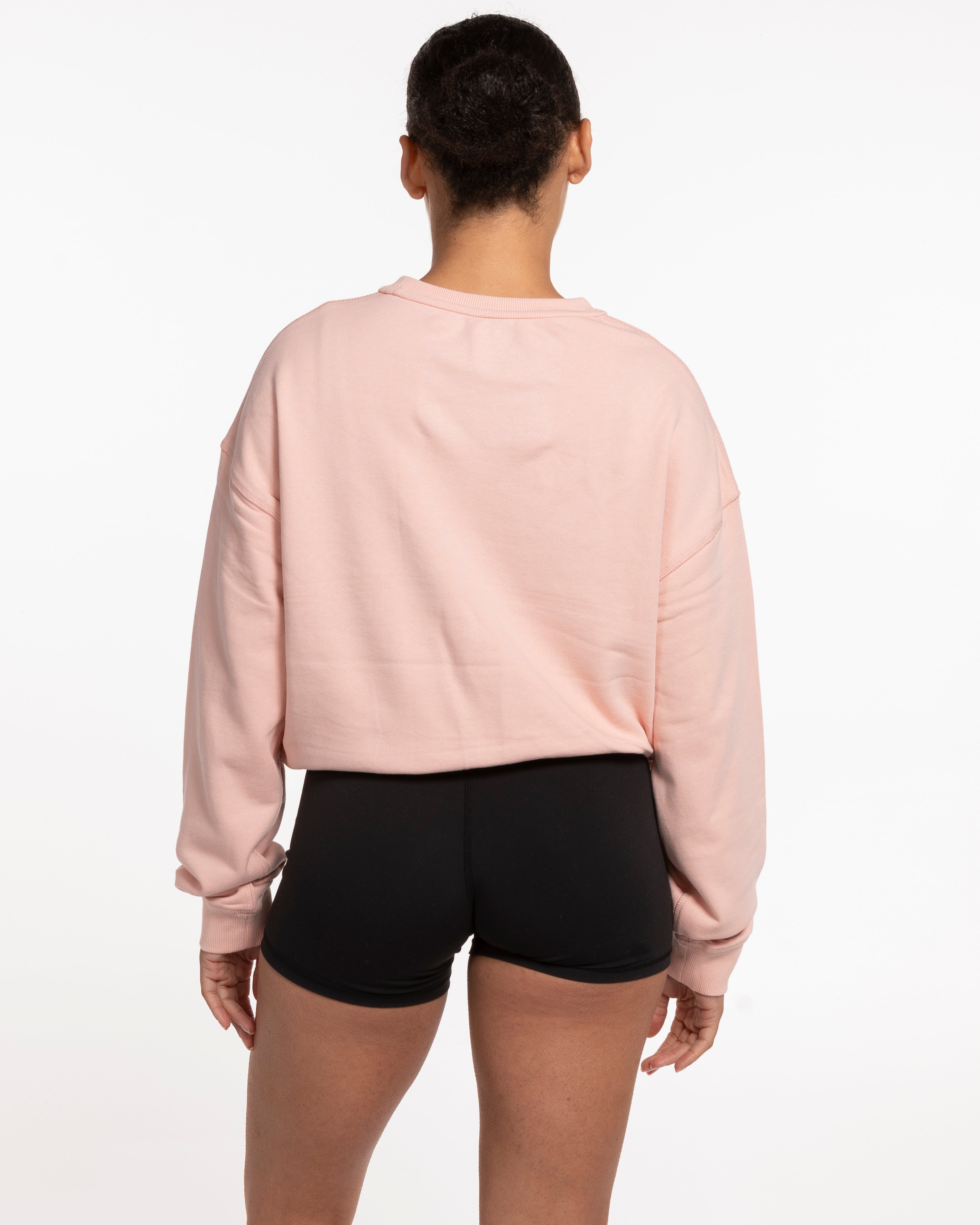 The Crop Terry Crewneck - Pale Pink