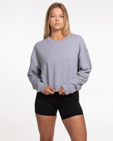 The Crop Terry Crewneck - Heather