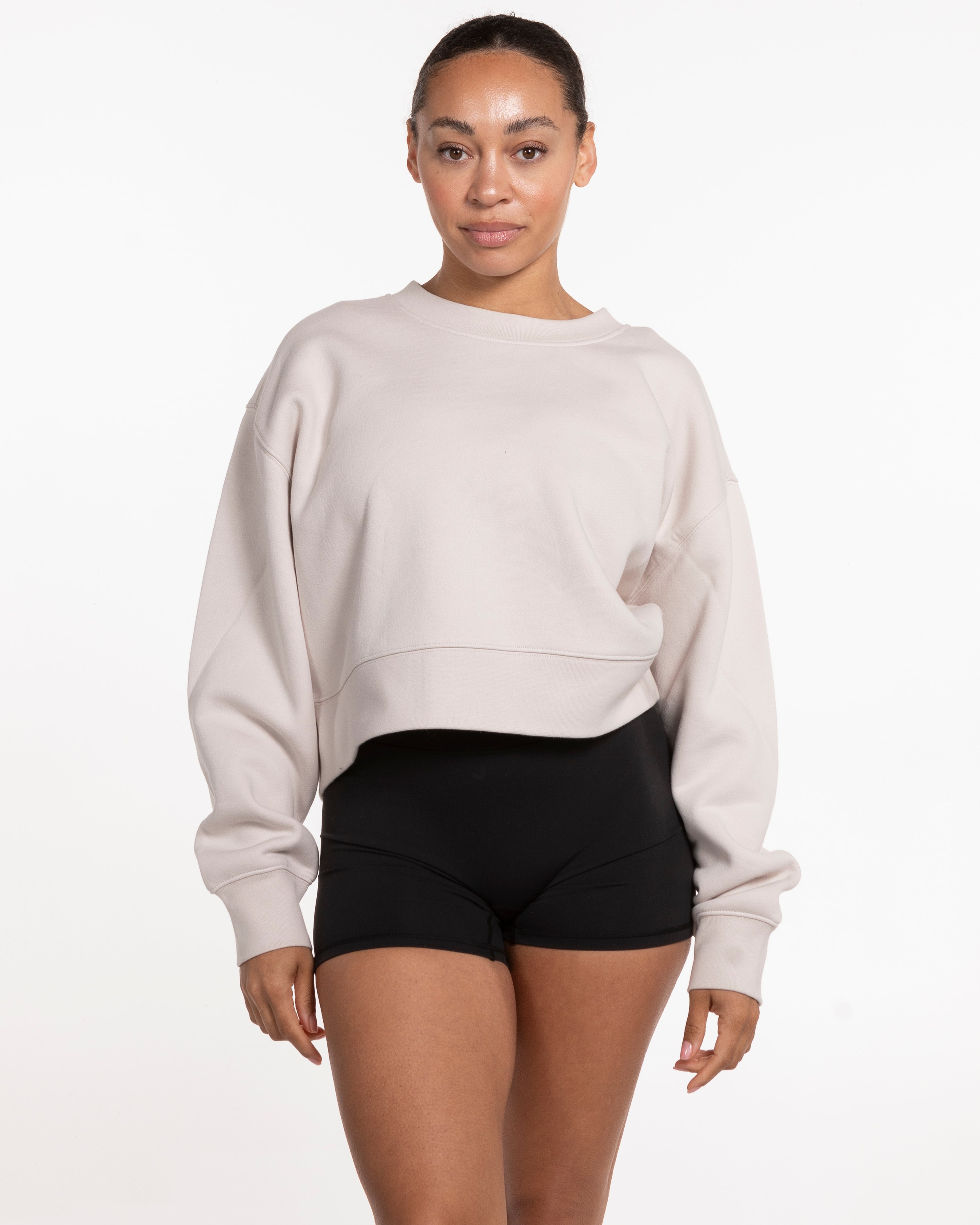 The Womens Crop Crewneck - Bone