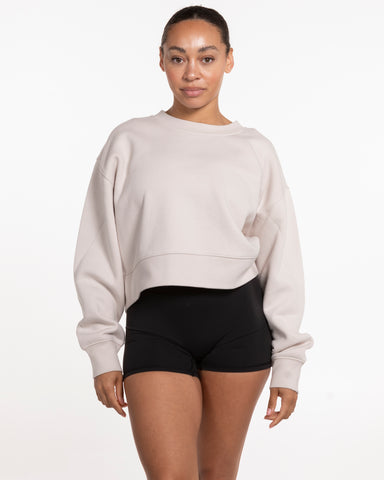 The Womens Crop Crewneck - Bone