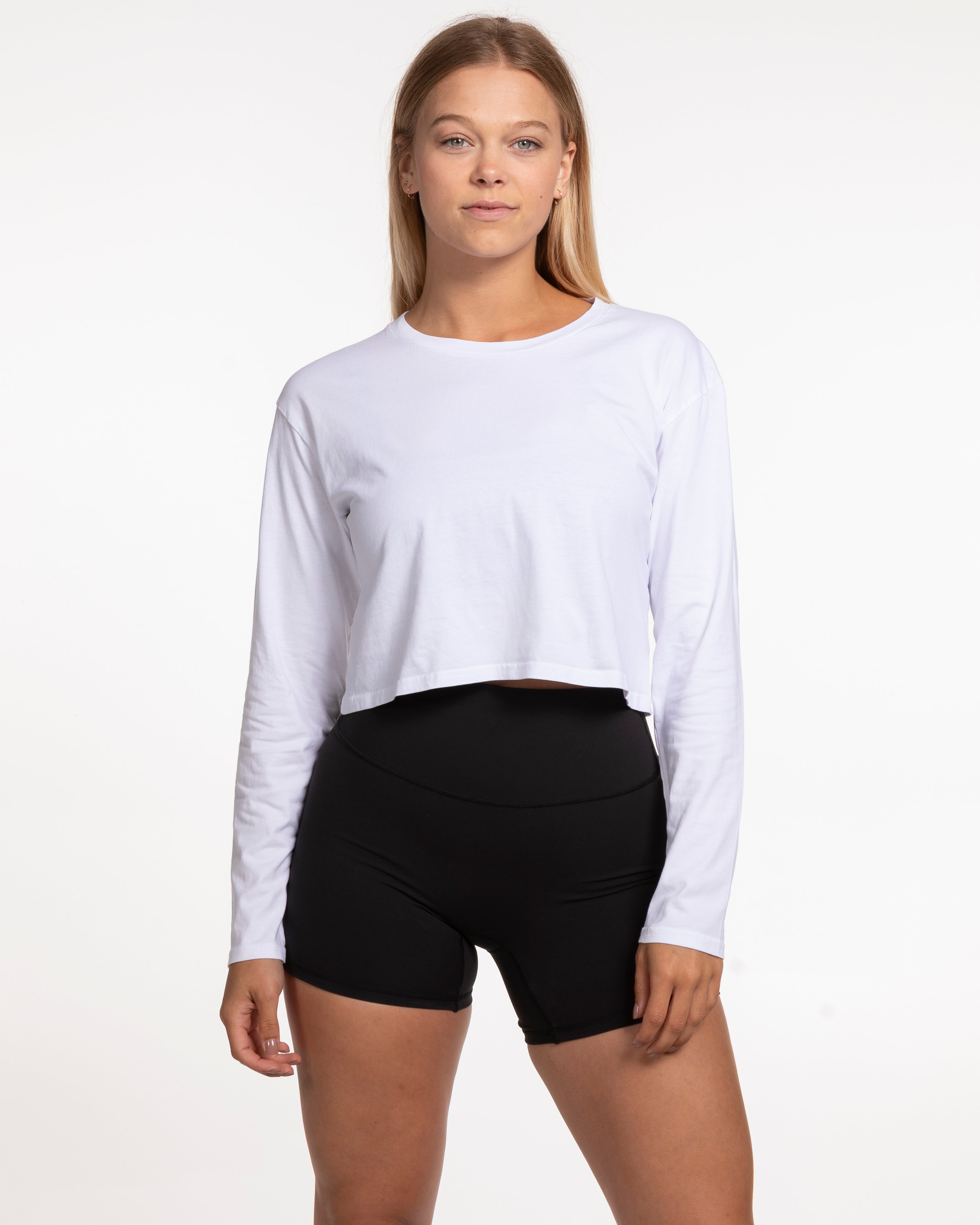 The Crop Long Sleeve - White