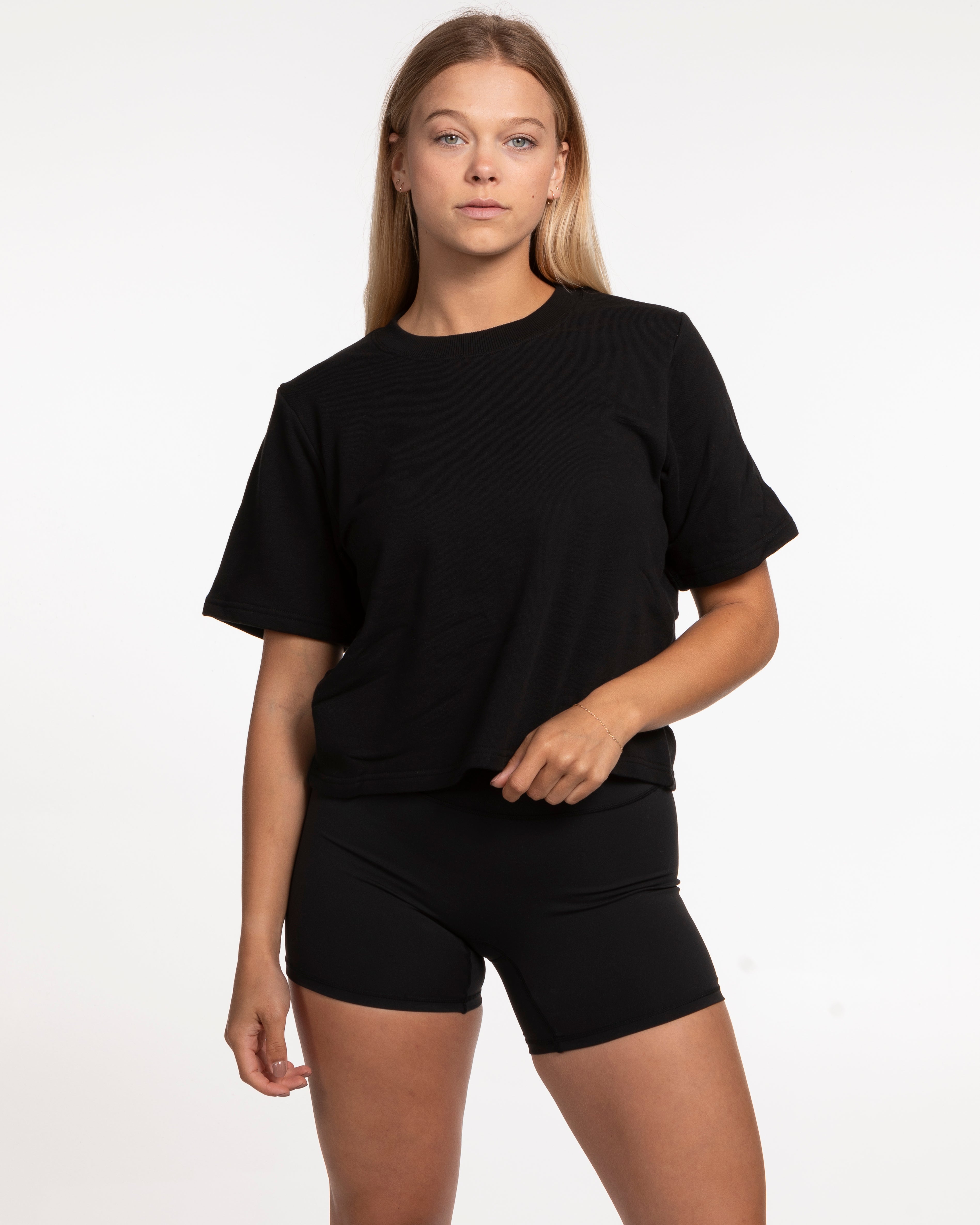 The Crop Terry Tee - Black