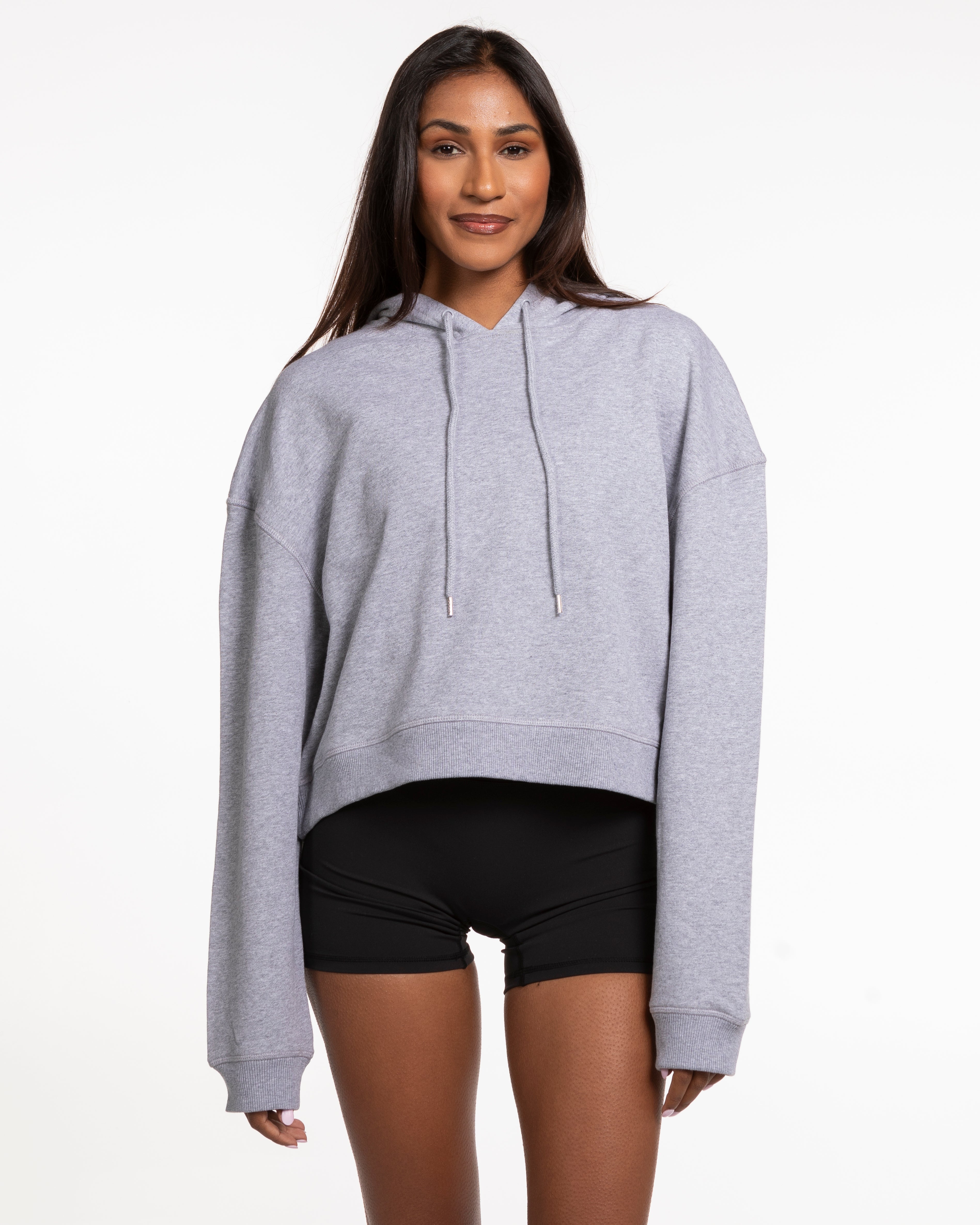 The Crop Terry Hoodie - Heather