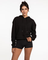 The Crop Terry Hoodie - Black