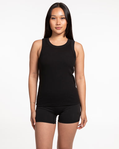 The Ribbed Full Length Tank - Black