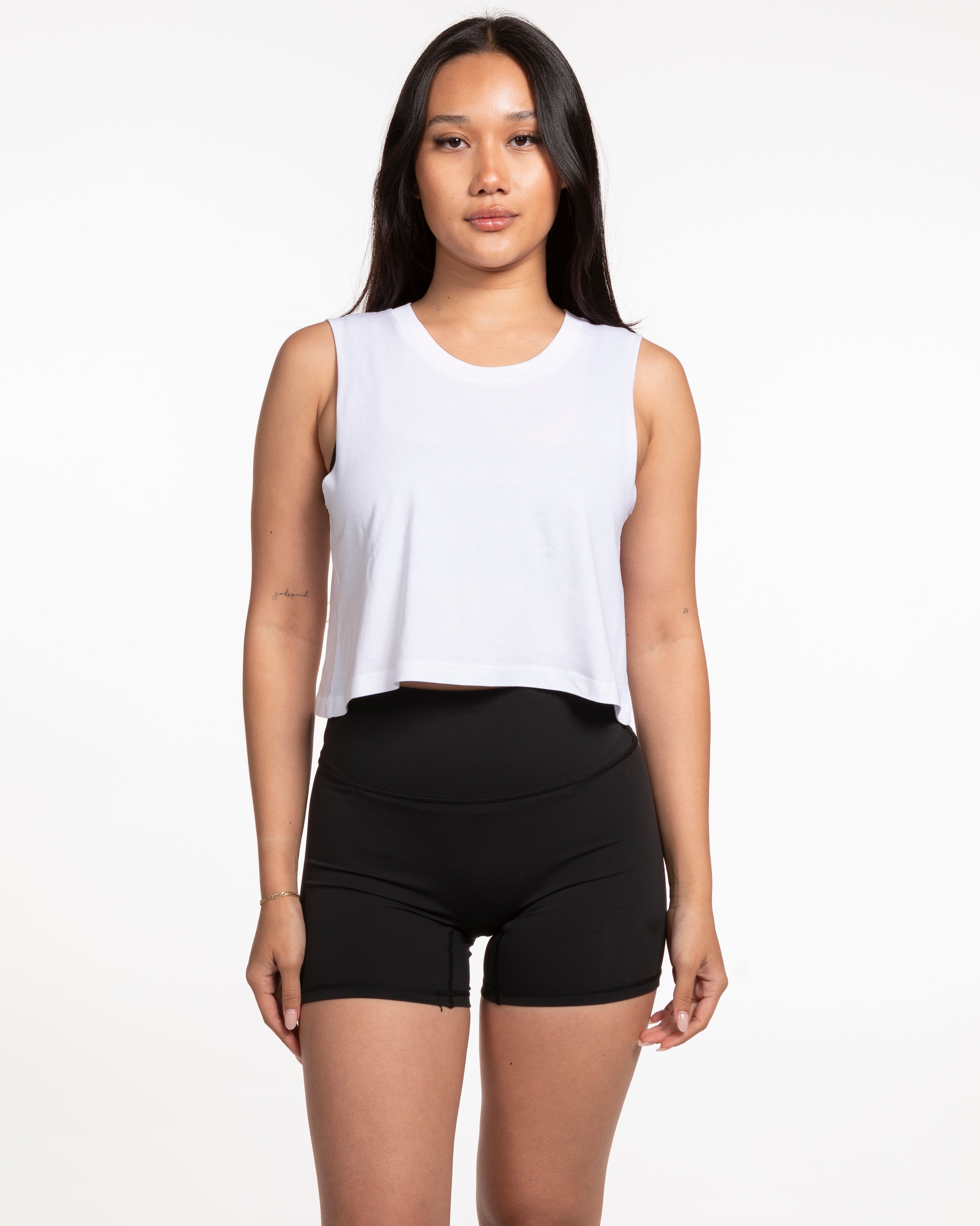 The Crop Muscle Tank - White