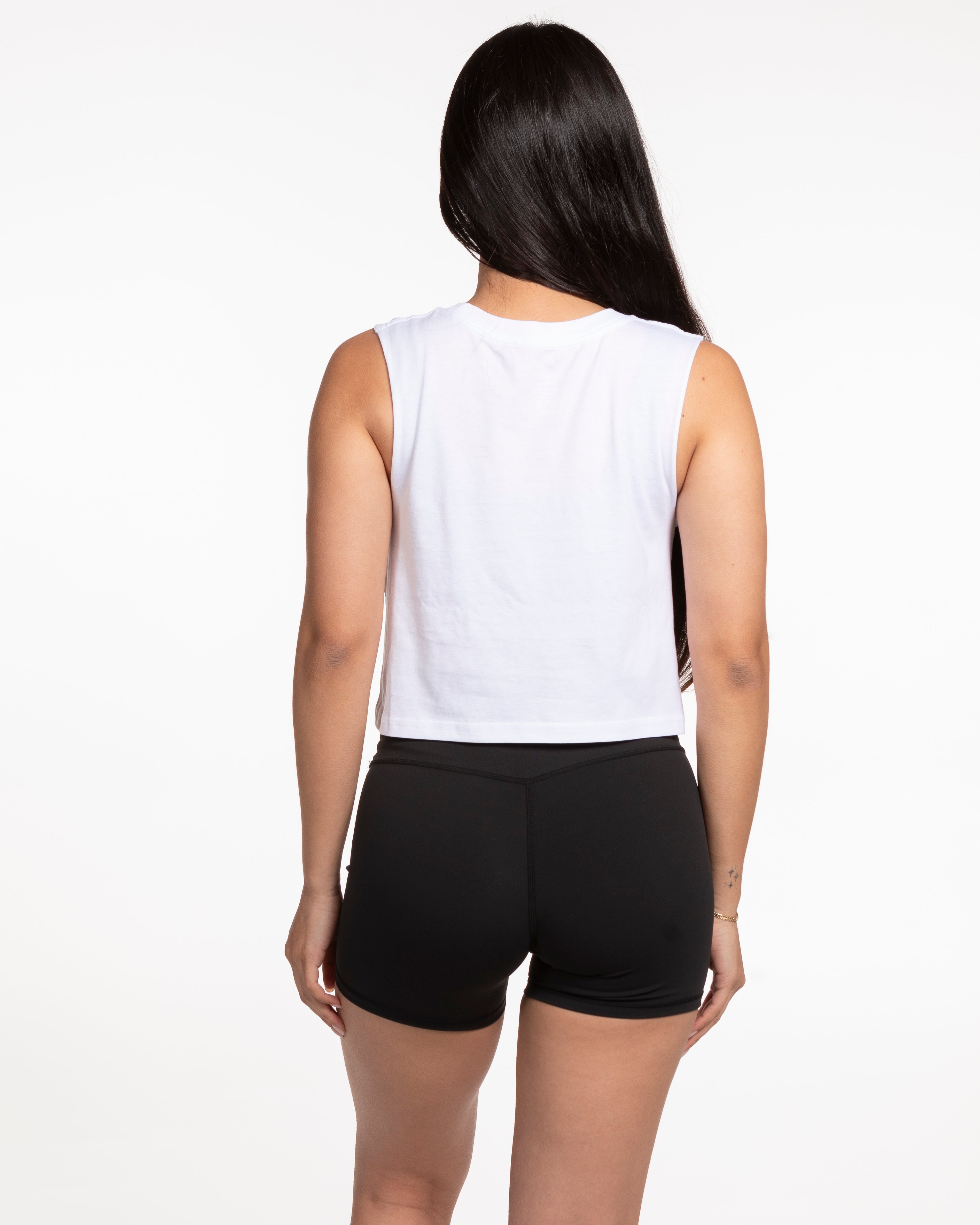 The Crop Muscle Tank - White