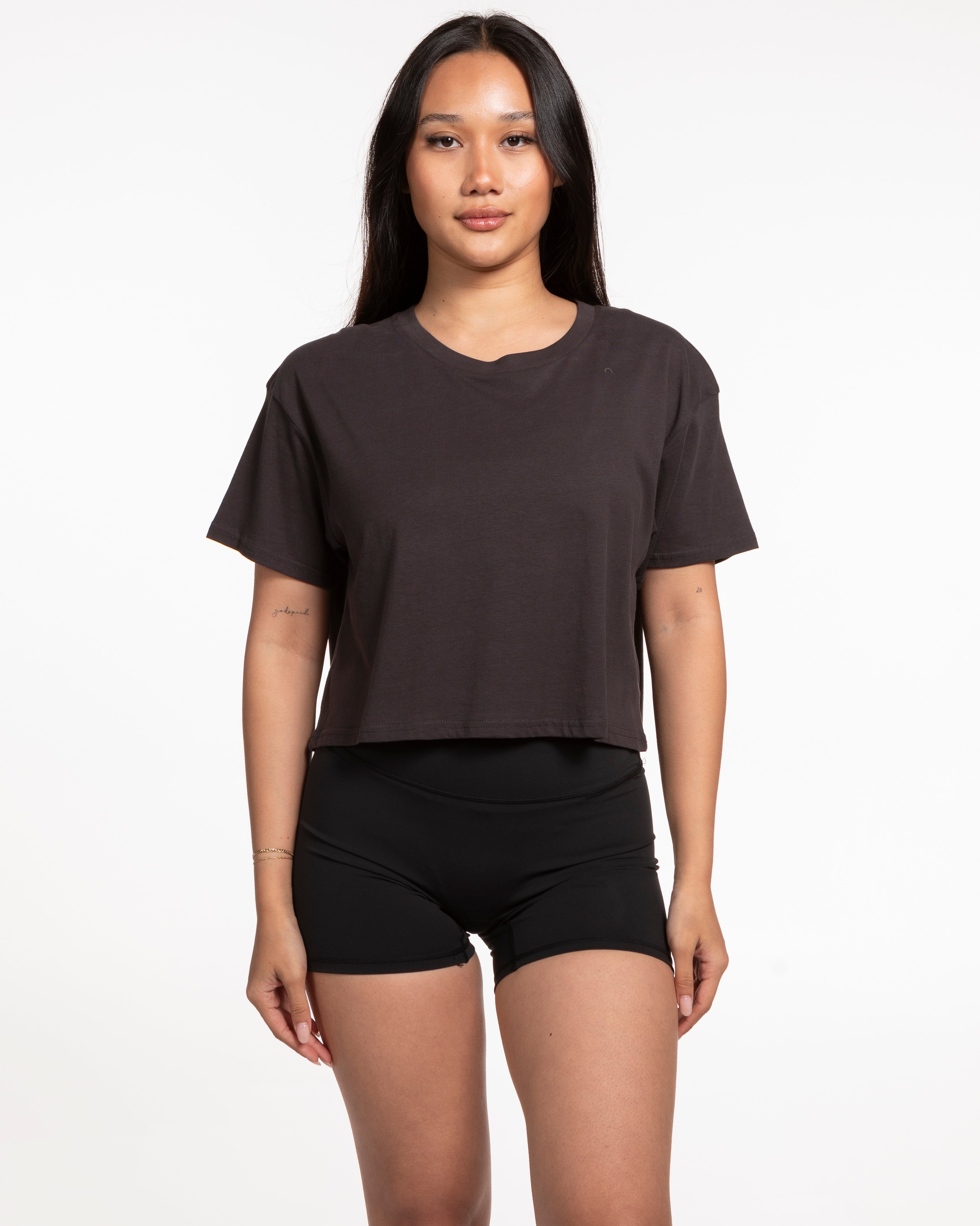 The Crop Tee - Charcoal