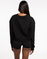 The Crop Terry Crewneck - Black