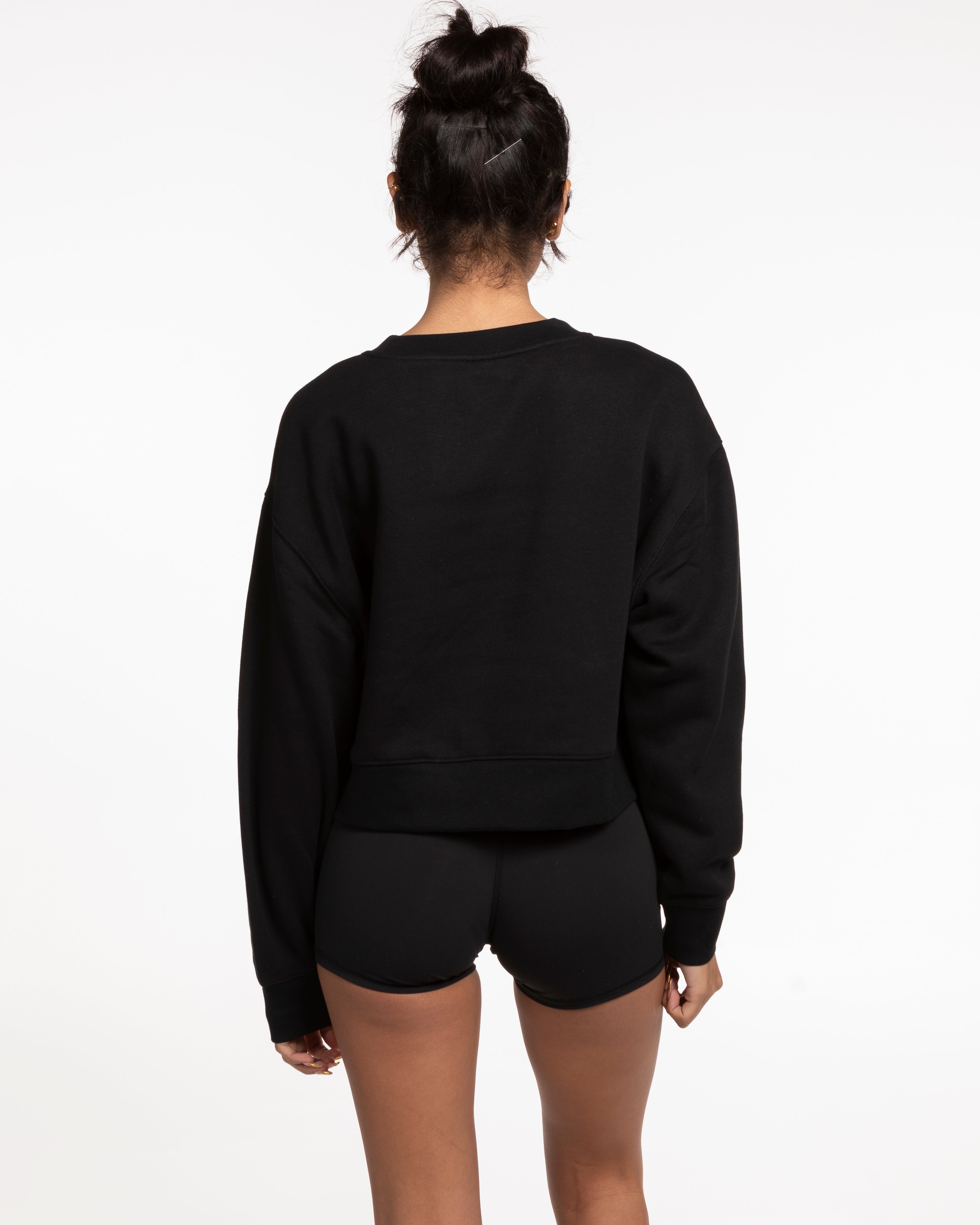 The Womens Crop Crewneck - Black