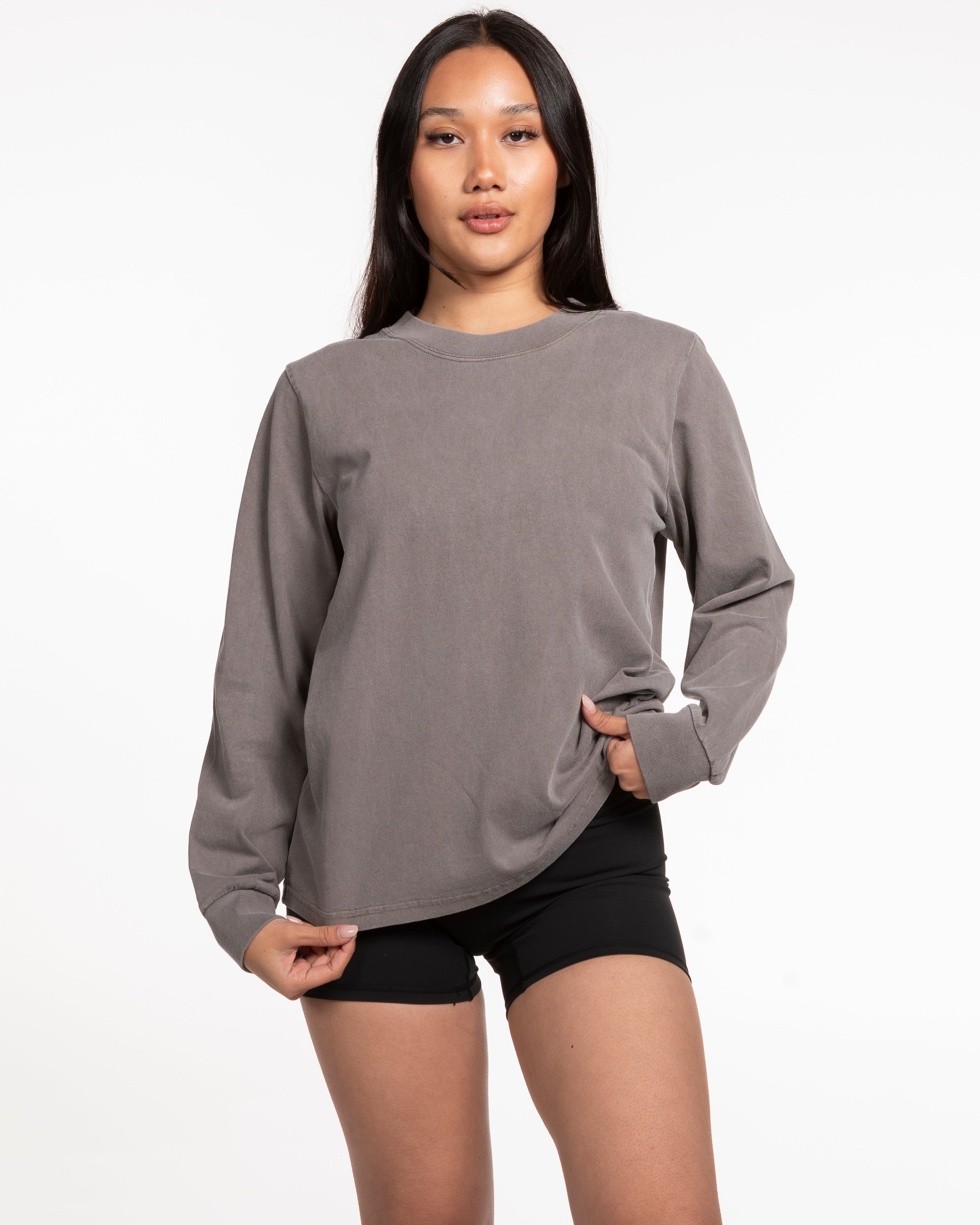 The Womens Heavyweight Long Sleeve - Washed Gray