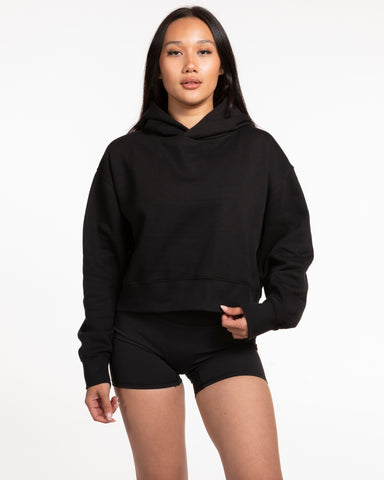 The Womens Crop Hoodie - Black