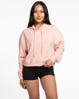 The Crop Terry Hoodie - Pale Pink