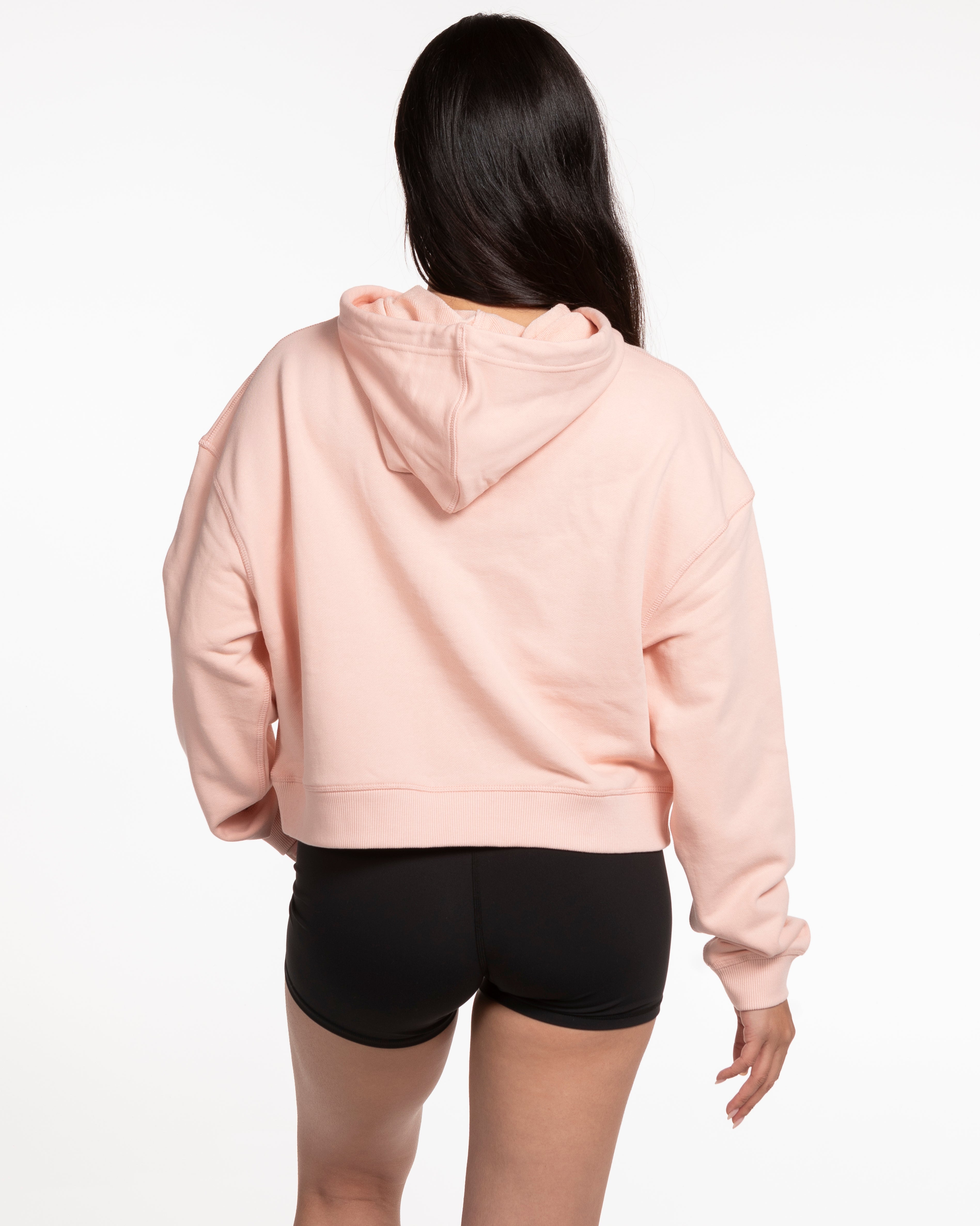 The Crop Terry Hoodie - Pale Pink