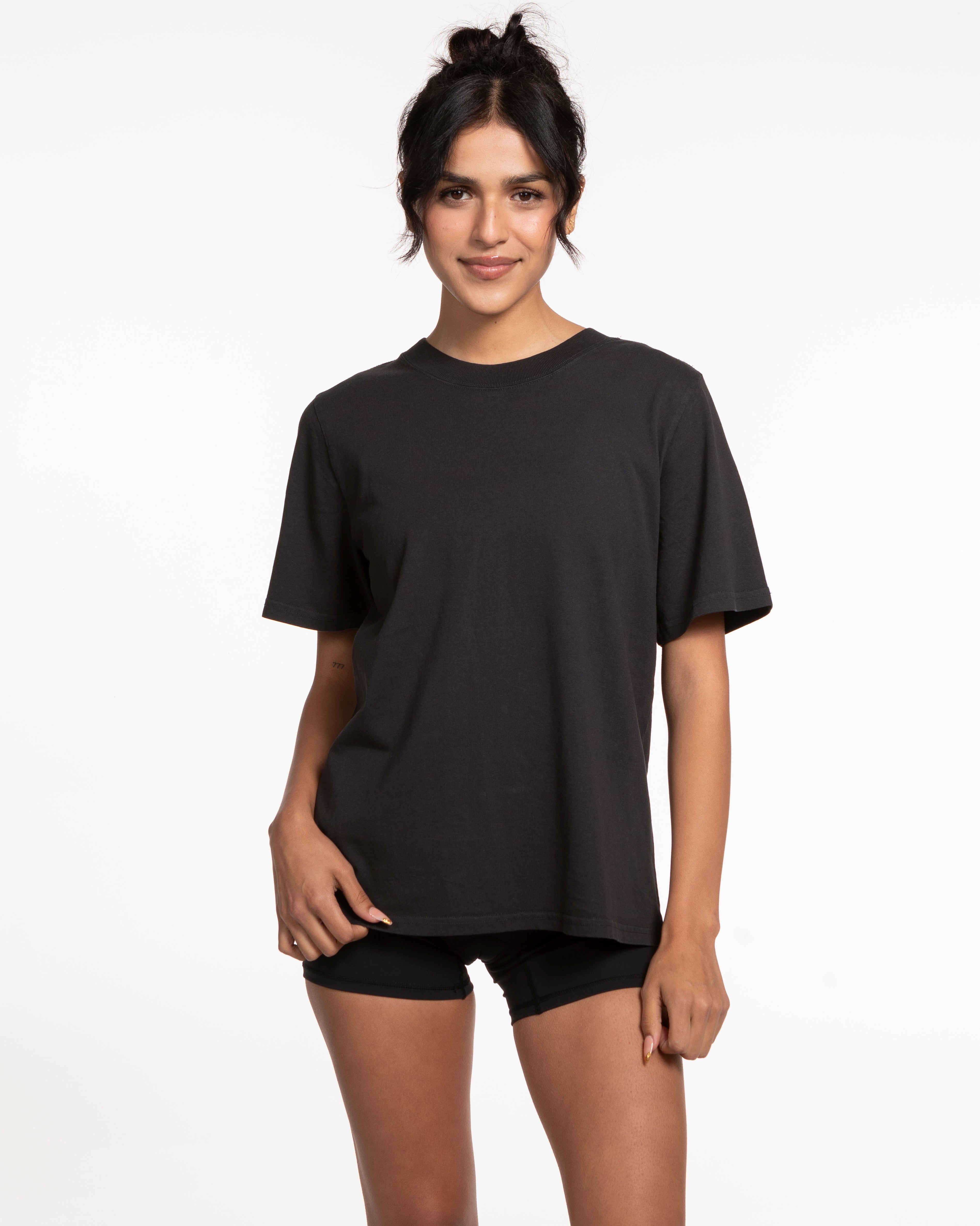 The Womens Heavyweight Tee - Washed Black