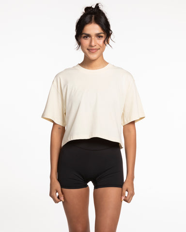 The Oversized Crop Tee - Butter