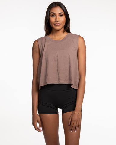 The Crop Muscle Tank - Cacao