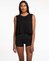 The Crop Muscle Tank - Black