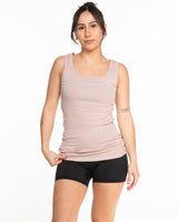 The Micro Rib Full Length Tank - Taupe Heather