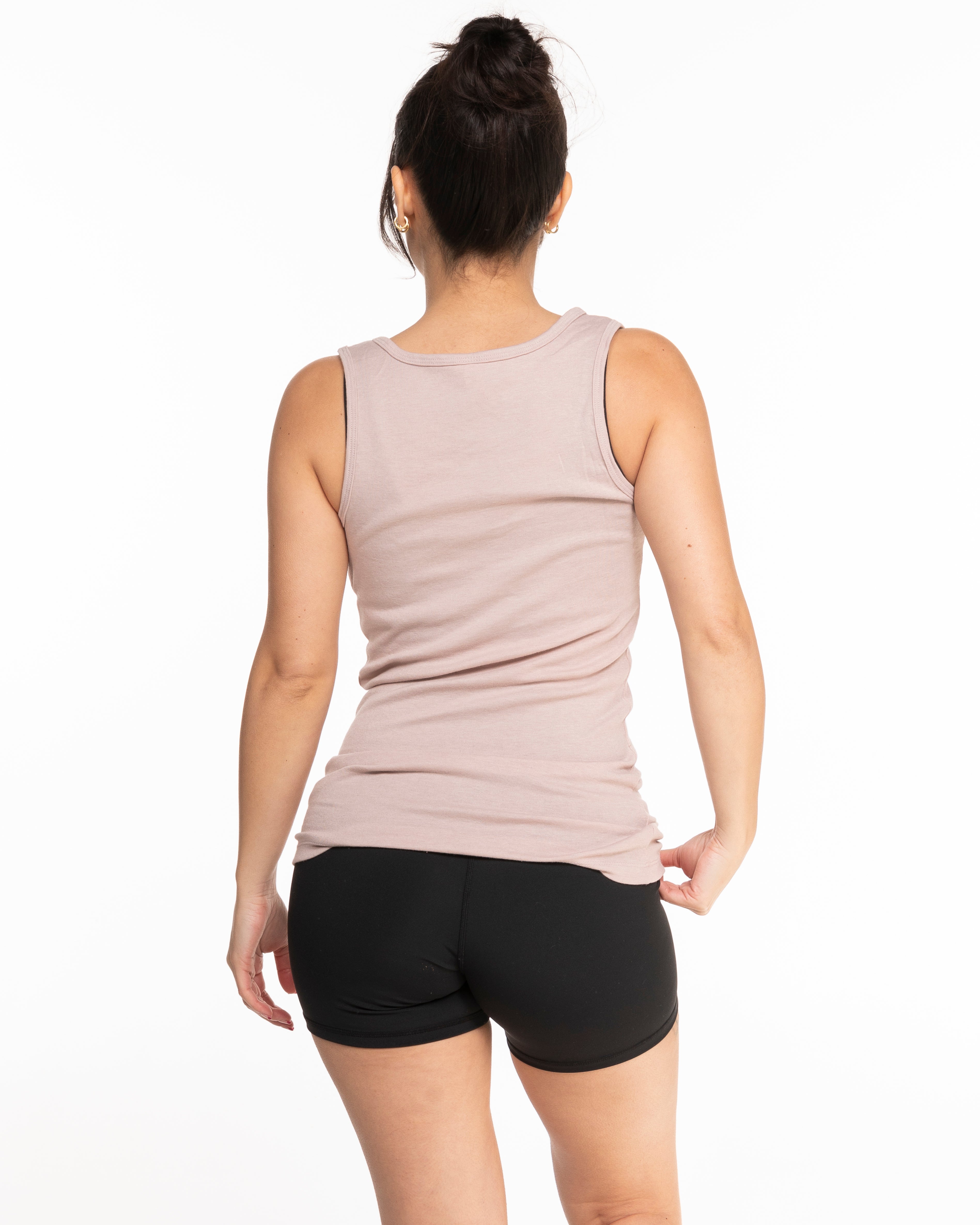 The Micro Rib Full Length Tank - Taupe Heather