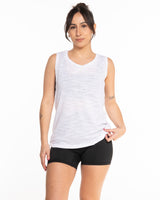 The Scoop Muscle Tank - White Heather