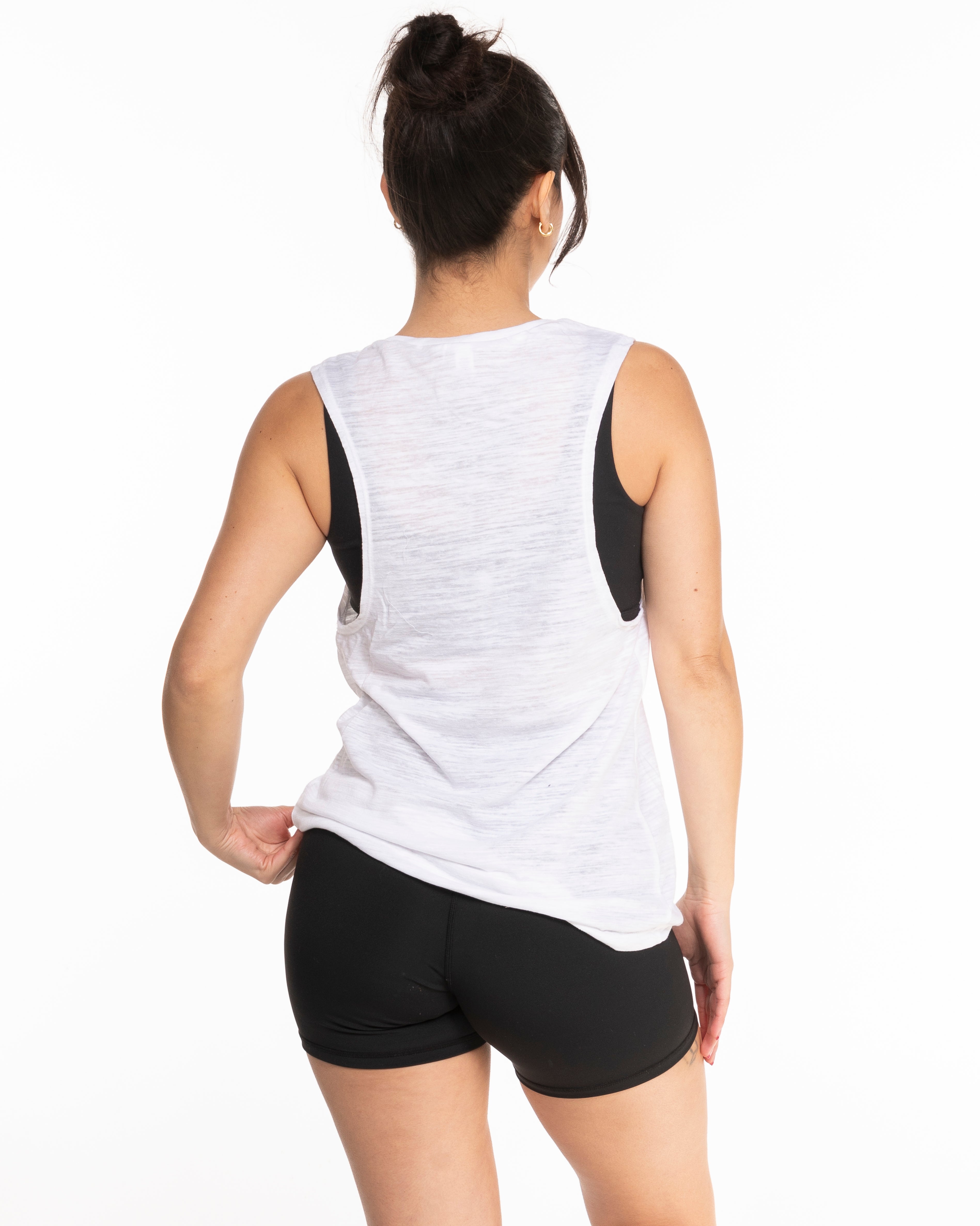 The Scoop Muscle Tank - White Heather