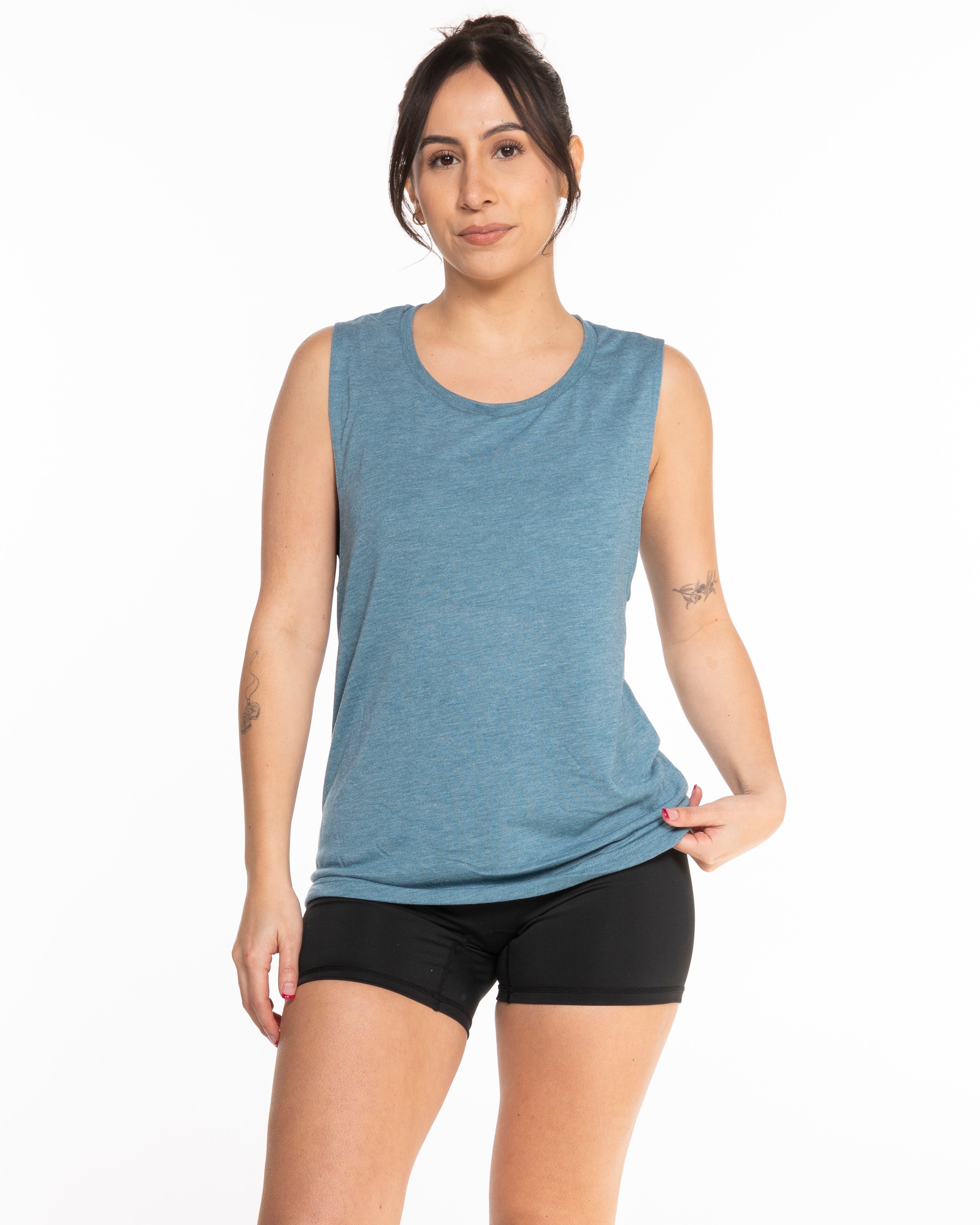 The Scoop Muscle Tank - Teal Heather