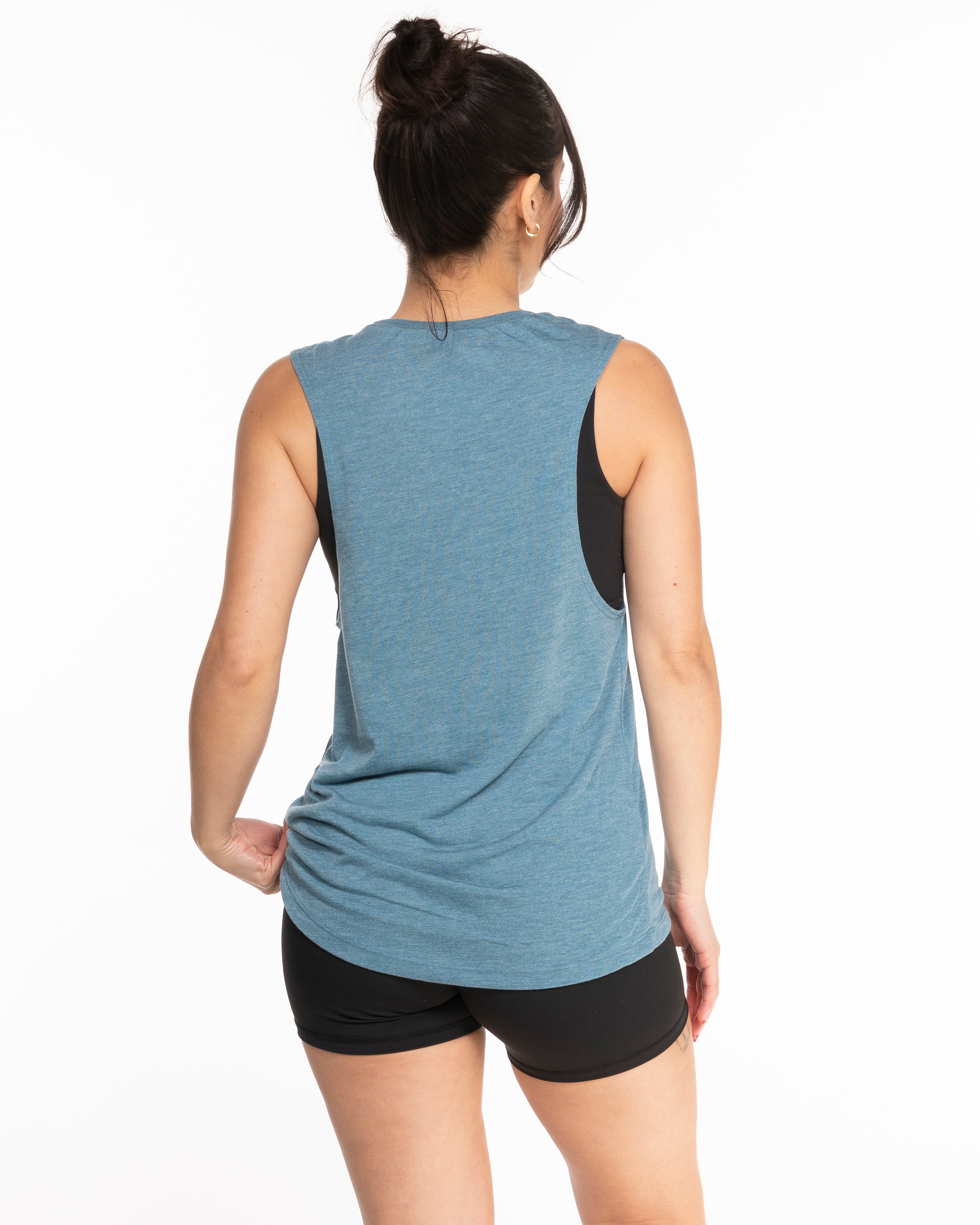 The Scoop Muscle Tank - Teal Heather