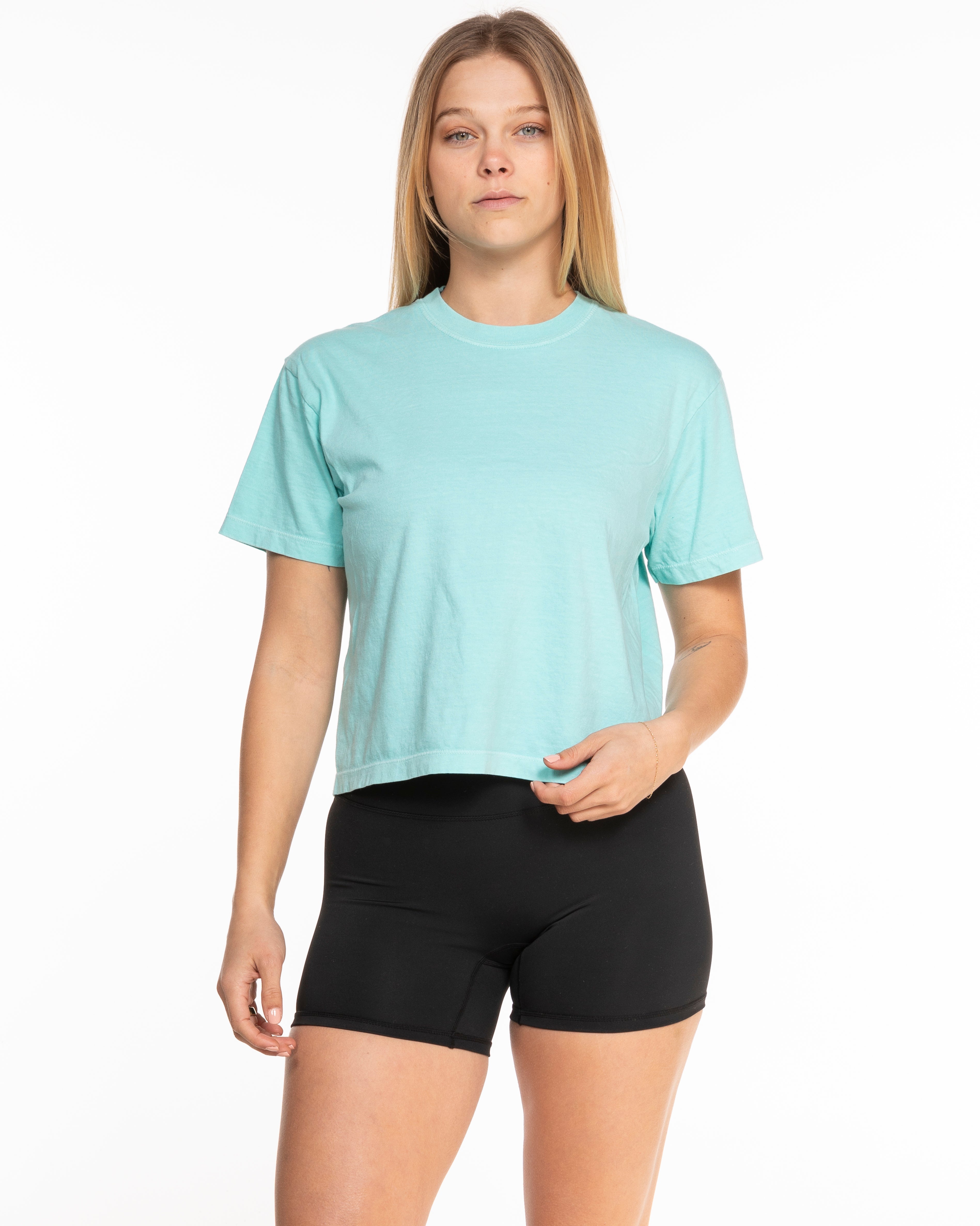 The Midweight Crop Tee - Turquoise