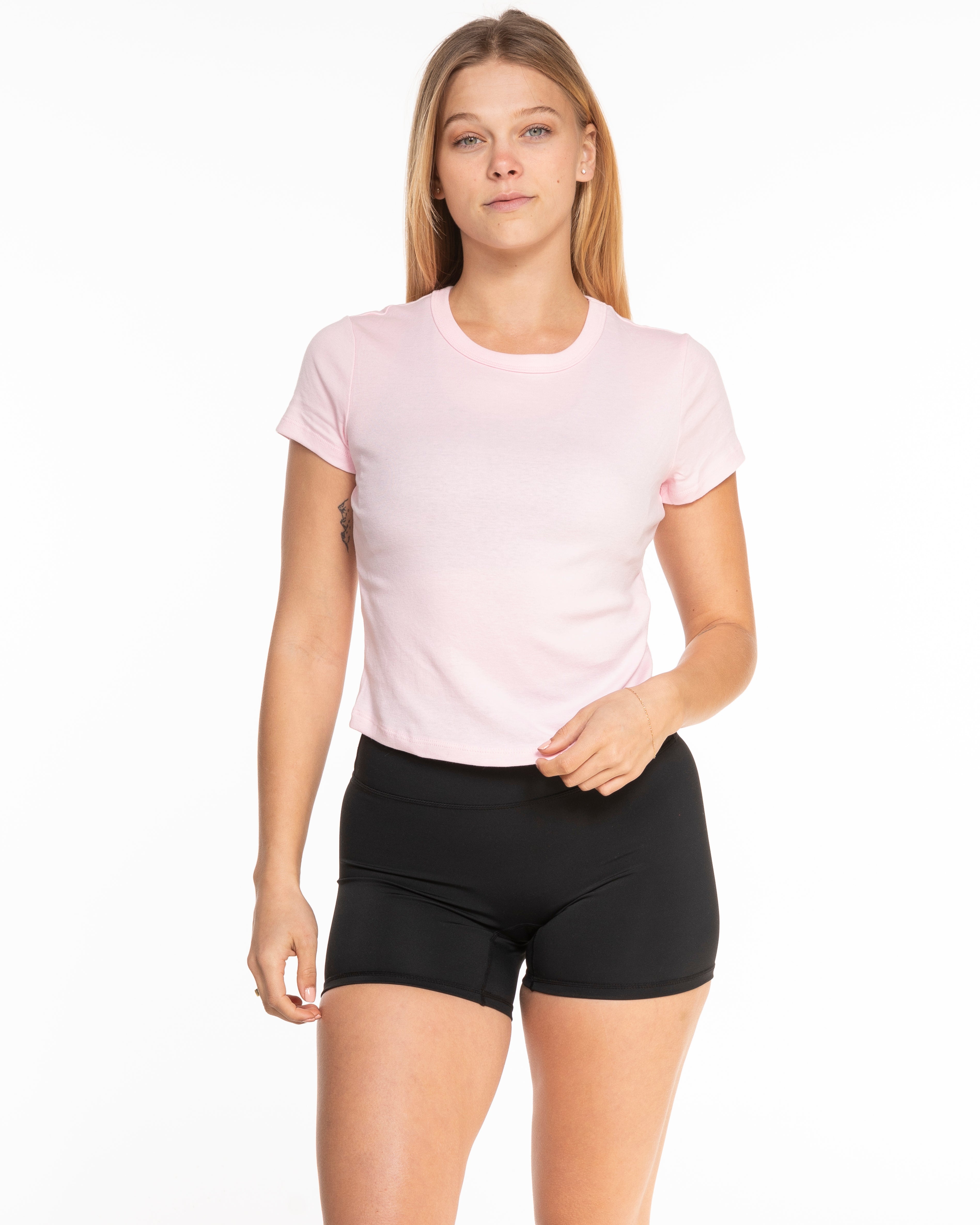 The Micro Rib Baby Tee - Pink