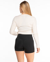 The Micro Rib Crop Long Sleeve - Natural