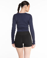 The Micro Rib Crop Long Sleeve - Navy