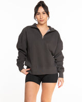 The Womens 1/4 Zip - Washed Black