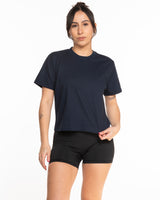 The Boxy Crop Tee - Navy