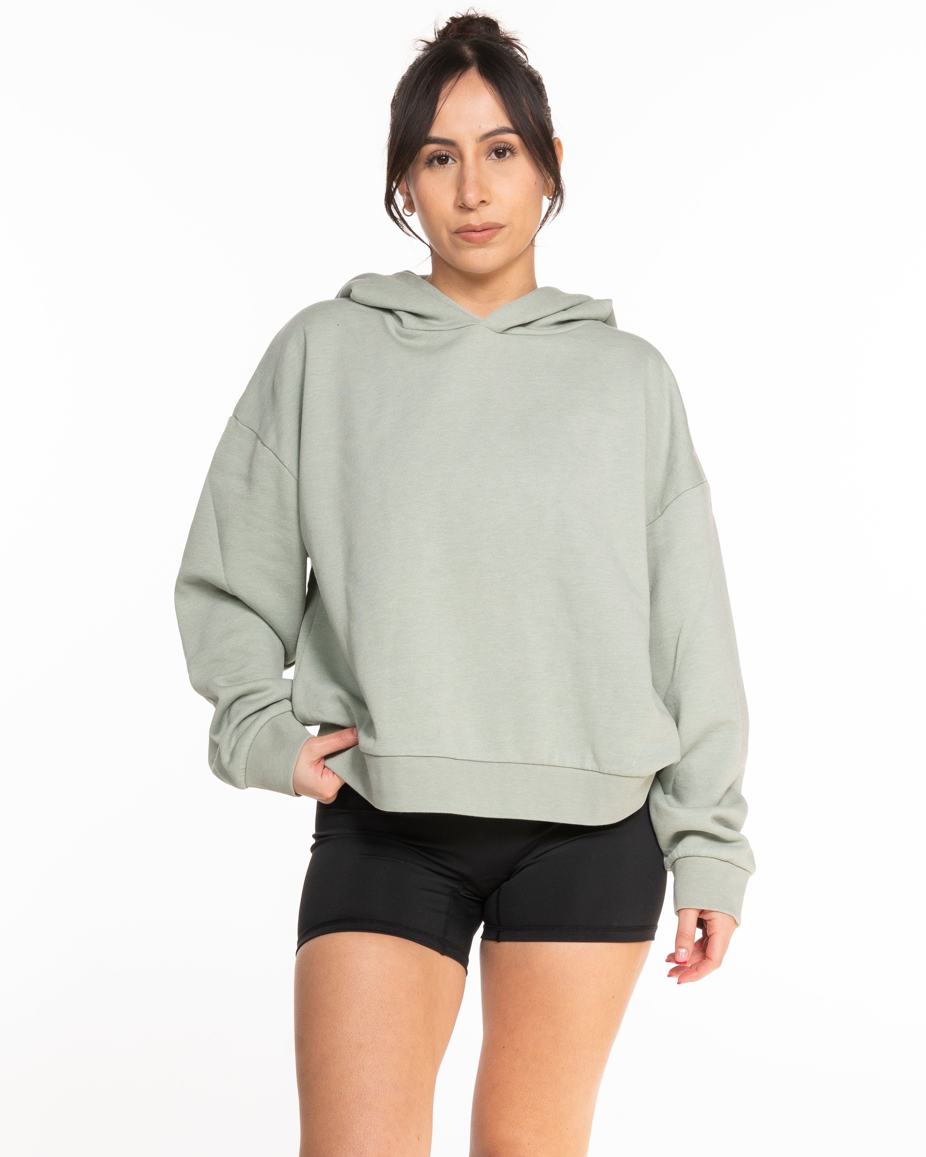 The Womens Lightweight Cropped Hoodie - Sage